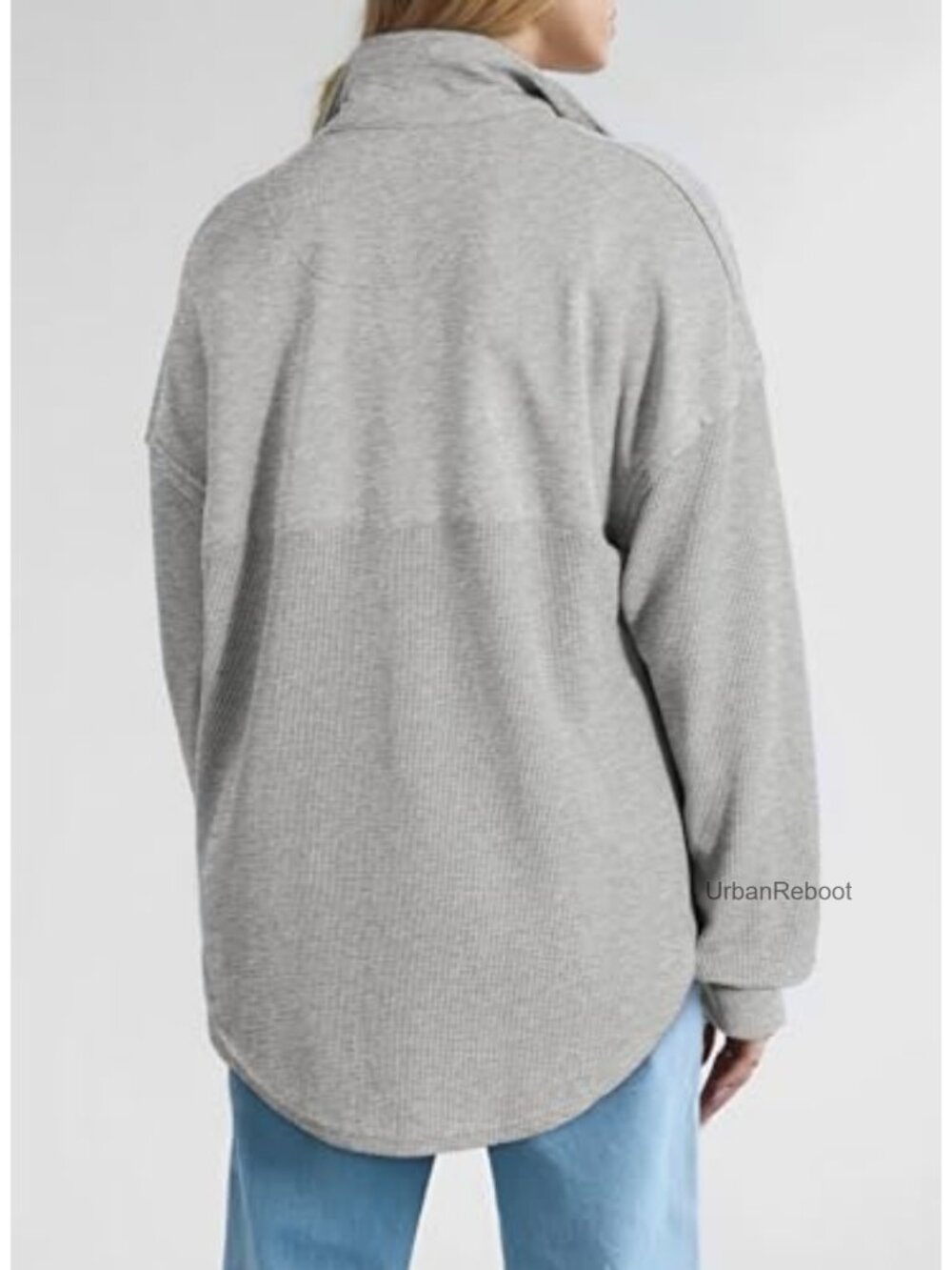 Oversized Half Zip Pullover Sweatshirt Loose Fit Long Sleeve - Picture 2 of 6